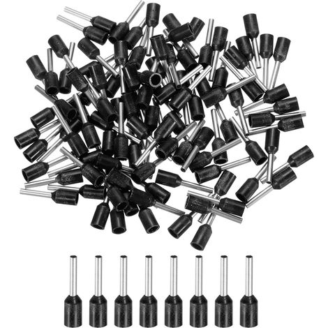 250 Pcs Bornes Electriques Isolées Pour Câbles Connecteurs De Fils Crimpables Kit De Raccordement 22 AWG Pour Projets Electriques Industrie Chimique Industrielle, Noir (1/5)