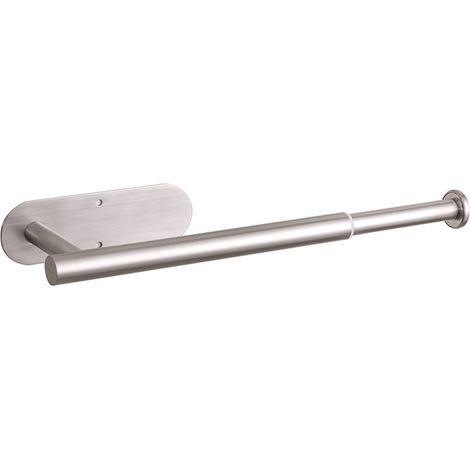 Porte-rouleau de cuisine - Porte-rouleau de papier toilette - Acier inoxydable - Fixation murale - Ajustable - Adhésif ou à percer - Pour cuisine, salle de bain et placards - 22,8 x 8,6 x 4,5 cm - Arg (1/5)