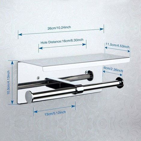 Doppelter Toilettenpapierhalter, Wandmontage mit zwei Rollen, Aufbewahrungsregal aus Edelstahl 304, Toilettenpapierrollenhalter mit Telefonhalter, für Badezimmer (Silber)