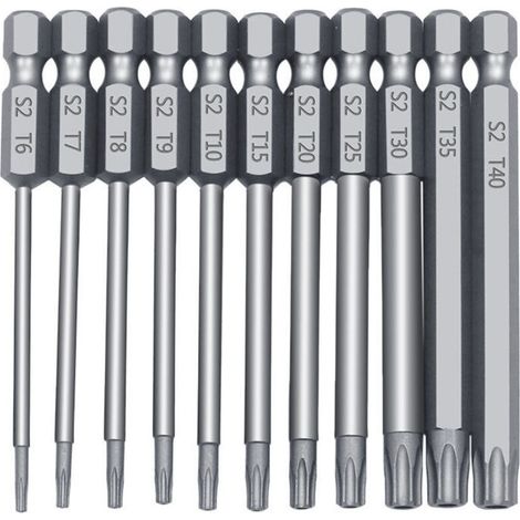 Cacciavite Torx a testa cava con impugnatura esagonale e foro medio, set di cacciaviti a sei stelle S2 Materiale: 1 pz.-11 pz. Testa cava a testa cava 100 mm