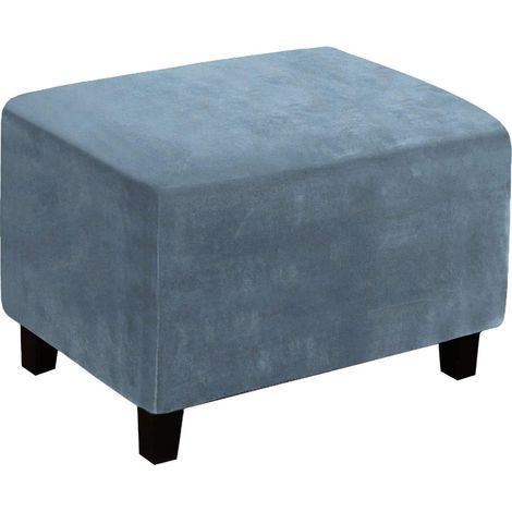 Housse de protection pour repose-pieds ottoman, tabouret de rangement, housse de protection avec élastique antidérapant pour salon (L, bleu gris) (1/5)