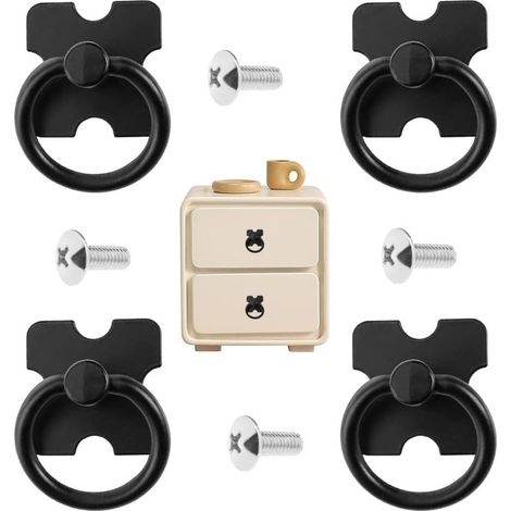 Poignées de tiroir et anneau de traction, 4 PCS Boutons de tiroir vintage Poignées Poignées décoratives antiques Boutons de porte d'armoire Poignée monotrou en alliage pour armoire (1/5)