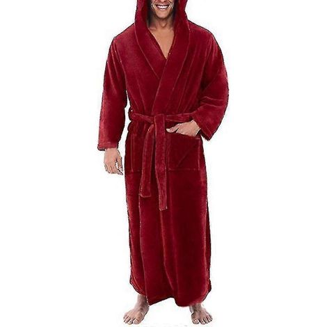 Peignoir en polaire chaude avec capuche pour homme, peignoir long en éponge Rood-S-Rood (1/2)