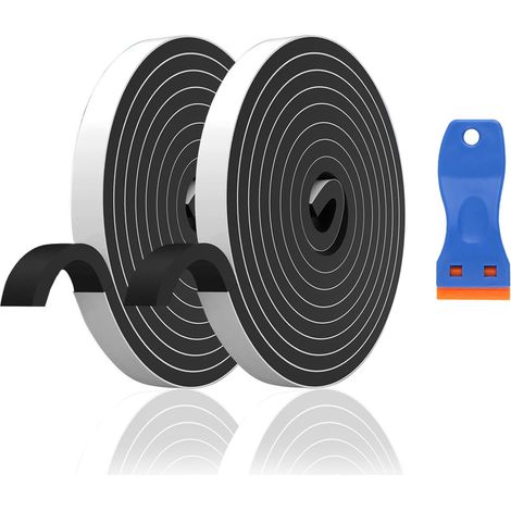 Lot de 2 Ruban d’étanchéité pour Plaque de Cuisson, 5m x 10mm x 3mm Joint Plaque de Cuisson Induction, Joint Isolation Ruban d’Étanchéité en Caoutchouc EPDM, Avec Grattoir Plaque Vitrocéramique (1/5)