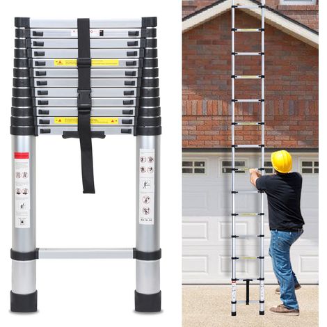 Jiubiaz Scala a libretto telescopica 5m alluminio, multifunzione, 150kg