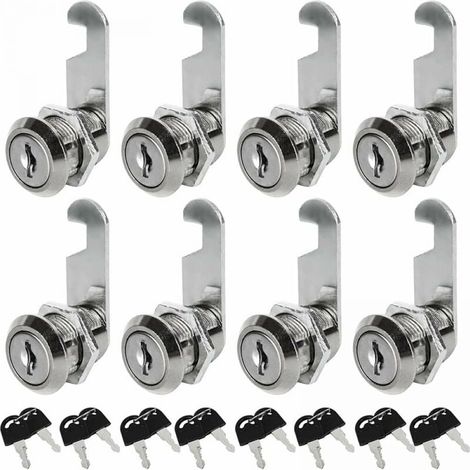 Serrure A Came - Alliage De Zinc Chromé - Pour Armoire Ou Tiroir - À Clé Unique - Lot De 8 (1/5)