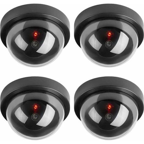 Caméras factices, fausse caméra dôme de sécurité CCTV avec lumière LED clignotante pour entreprise, magasin, maison, intérieur et extérieur (lot de 4) (1/4)