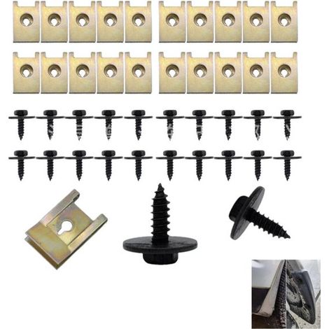 Set di 40 pezzi di viti e bulloni per auto, viti per carrozzeria, dadi a piastra in acciaio inox per parafanghi, pannelli delle portiere, 20 viti (1/5)
