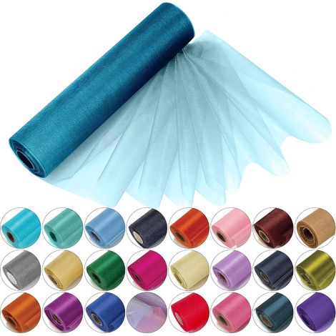 Rouleau en Organza Snow Sheer, 25 m x 29 cm, pour Chaise, écharpe, Chemin de Table, décoration de fête de Noël et de Mariage, projets de Bricolage, Turquoise (1/5)