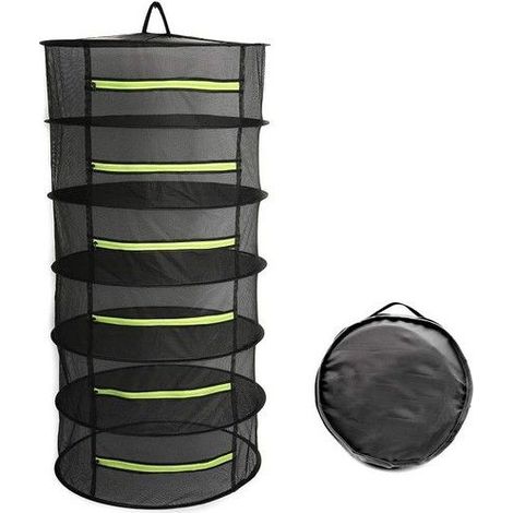 Séchoir à herbes à 6 niveaux, filet de séchage suspendu de 60 cm avec fermetures éclair vertes, KoleZy (1/5)