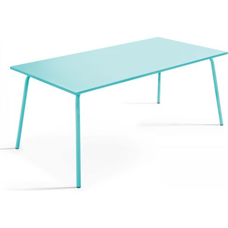 Table de jardin rectangulaire en métal turquoise 180 cm - Palavas