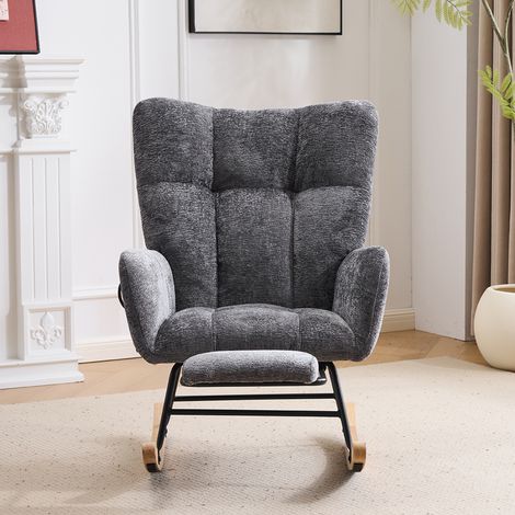 Fauteuil à bascule pour chambre d'enfant avec airbag, fauteuil de lecture à bascule confortable pour chambre d'enfant, fauteuils à bascule rembourrés confortables avec dossier haut pour salon, chambre (1/5)