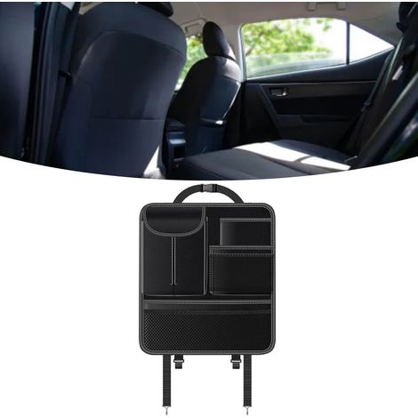 (Exclusivité Asie du Sud-Est) Sac de rangement pour dossier de siège auto, boîte à mouchoirs, sac de rangement multifonctionnel pour voiture, à suspendre (Prix de vente conseillé : 265 000 VND) Noir (1/2)