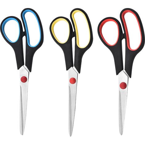 Set mit 3 Linkshänderscheren für Bastelarbeiten, Papierarbeiten und Nähen, scharfe 21 cm lange Scheren für Erwachsene, Küchenutensilien