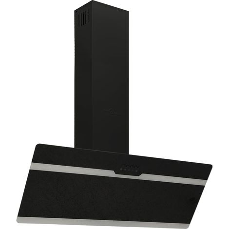 Hotte murale 90 cm acier et verre trempé noir (1/5)