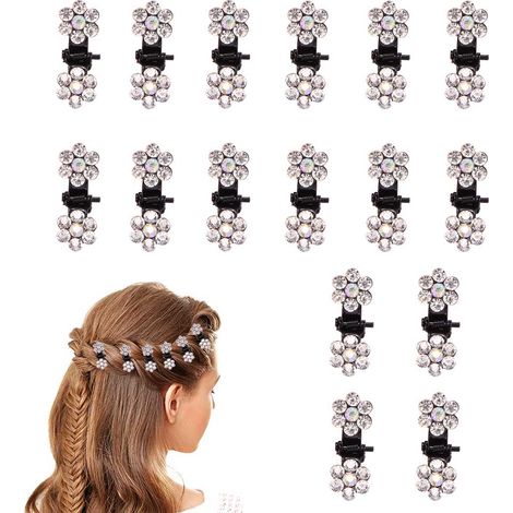 16PCS Pince à cheveux, Pince à cheveux fleur strass, Pince à cheveux mini métal, Accessoire coiffure femme fille (1/5)