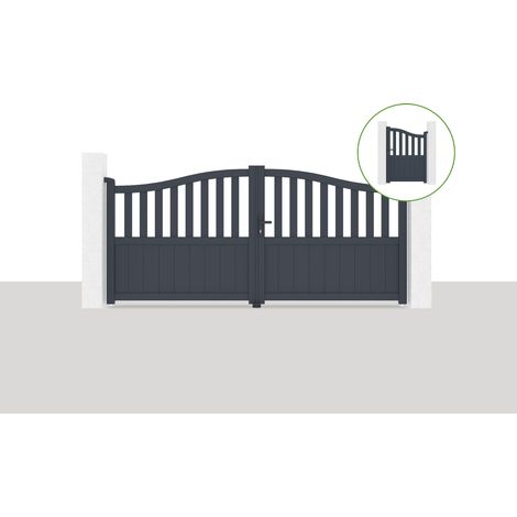 Pack portail battant 300x140cm MEIJE + Portillon 1m MEIJE H.140cm Gris (1/5)