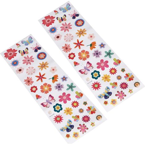 Lot De 2 Stickers Muraux Floraux Et Volants Amovibles Décoratifs Pour Chambre D’enfant Et Salon, Autocollants Muraux à Motifs Floraux, Décoration Murale Polyvalente Pour Maison Et Bureau (1/5)
