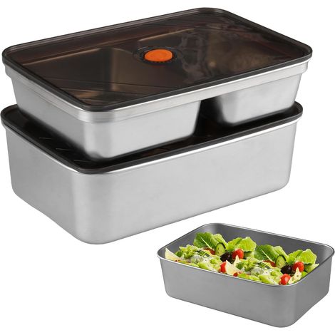 2 Pièces Boite Alimentaire Acier Inoxydable Boite Congelation Alimentaire (1/5)