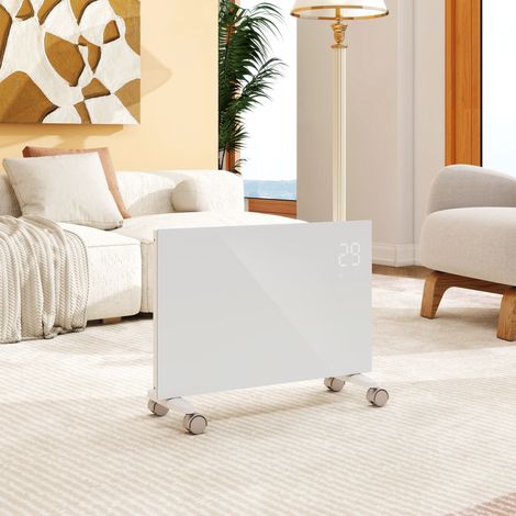 Radiateur électrique AICA NDJ1 1500W WiFi connecté verre blanc ultra-fin 70mm mobile mural