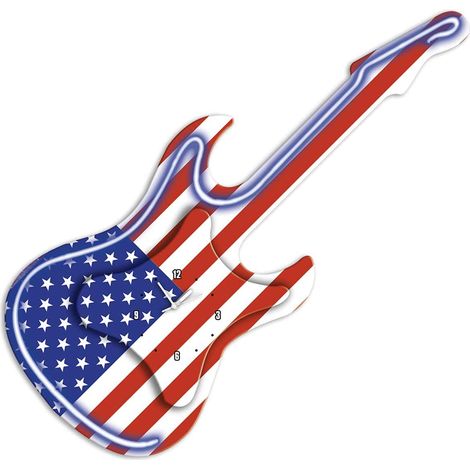 Pendule en forme guitare néon Etats-Unis (1/2)