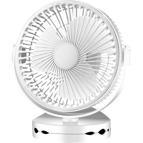 Ventilateur De Camping Clip Ventilateur USB 6-21 Heures D'utilisation 4 Vitesses avec Lumières LED et Tente Crochet Rotation 360° Silencieux Rechargeable Ventilateur de Table pour Extérieur Blanc (1/5)