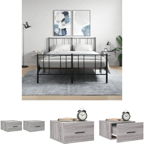 Wandhalterung - vidaXL Wand-Nachttische 2 Stk. Grau Sonoma 35x35x20 cm - Nachttisch (1/5)