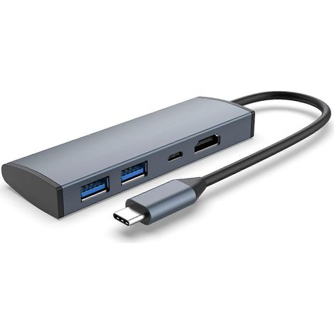 USB-C Hub-Dockingstation mit mehreren Anschlüssen: Adapter mit USB 3.0-Hub, Typ-C-Anschluss und HDMI-Ausgang