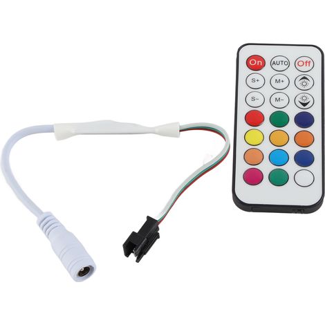 Variateur LED sans fil RF compact 21 touches avec telecommande, effet couleur pleine RVB luminosite reglable pour WC2811 2812B (1/5)