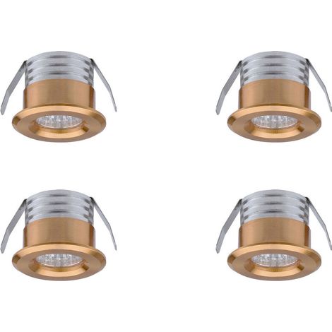 Set di 4 mini faretti LED da incasso, 3 W, luce neutra Oro