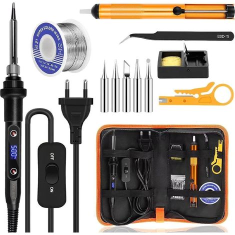 80W soldering iron, adjustable temperature from 0 to 500°C, precision electronic control, with switch (1/5)