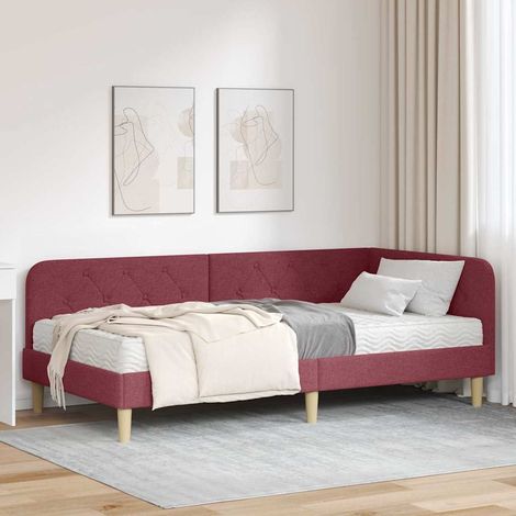 Eckbettgestell Weinrot 90 x 190 cm Stoff