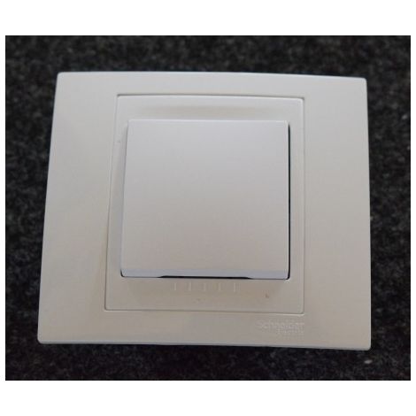 Kit Poussoir à fermeture 10A blanc design connexion rapide avec support 2M et plaque UNICA (1/3)