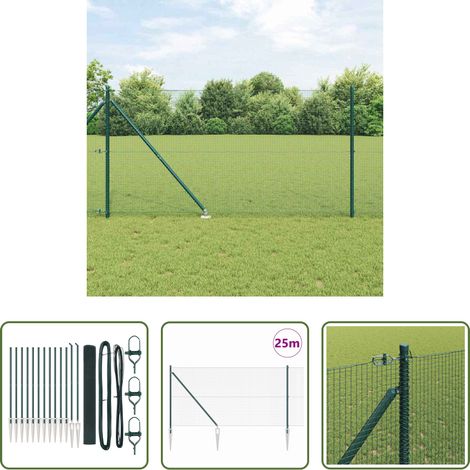 vidaXL Clôture moderne - Poteau de clôture. Vert 25 x 1,2 m (maille 16 x 16 mm) (1/5)