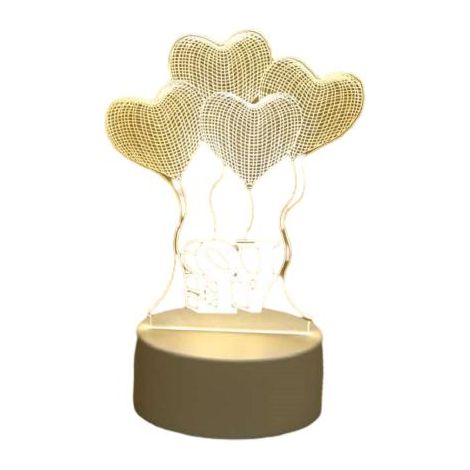 Veilleuse LED 3D en forme de ballon en forme de cœur, charmante pour chambre à coucher, chambre d'enfant, etc. (9,2 x 16 cm)