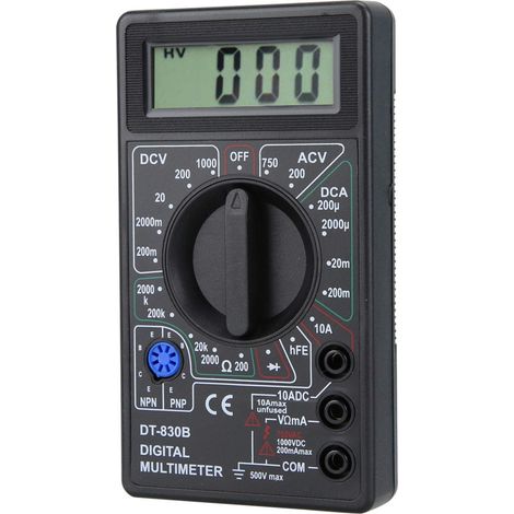 Jeffergarden DT-830B Multifunktionales tragbares LCD-Digitalmultimeter Amp Volt Ohm Tester Voltmeter Ohmmeter MeterDT-830B Schwarz (1/5)