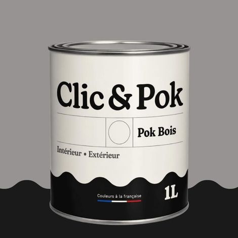 Peinture Bois Extérieur – POK BOIS - 1L - RAL 7036 - Gris platine- Résistante aux intempéries - Ne s'écaille pas
