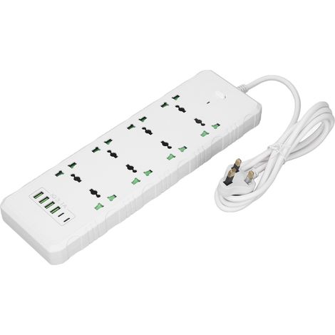 Multiprise multifonction avec câble, ports USB et PD, prise UK standard blanche compacte, 110-265V (1/5)