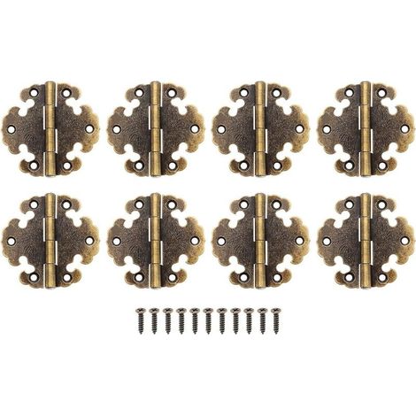 8pcs Vintage Extérieur Charnière Bronze Antique Mini Charnières Décoratives Charnières Rétro Accessoires pour Meubles de Porte d'armoire à la Maison (1/5)
