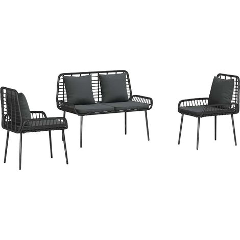 Maison Exclusive - Set da Pranzo per Giardino 3 pz Nero e antracite polyrattan (1/5)