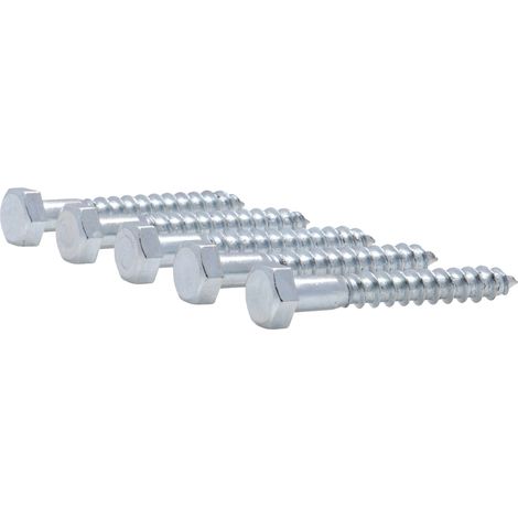 Tirefond tête hexagonale zingué Viswood 8x50 mm (x5 tirefonds)