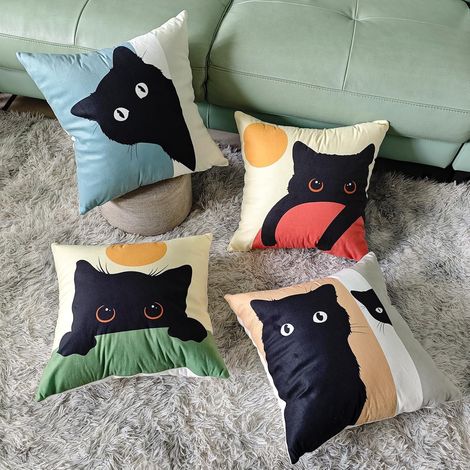 Set mit 4 dekorativen Samtkissenbezügen 45 x 45 cm mit unsichtbarem Reißverschluss, für Büro, Garten oder Sofa. (1/5)