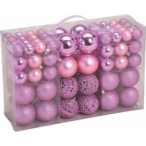 Christbaumkugeln im 100er Set - 3 Farben wählbar - Material: Kunststoff (rosa)