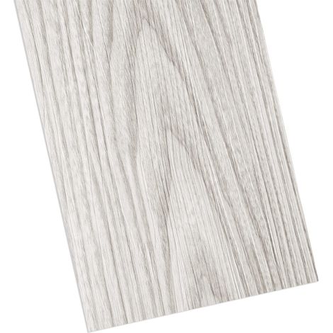 Lino Sol Adhesif Rouleau Gris Clair 32 Dalles PVC Adhesive Sol Blanc Effet Bois 90x15cm Parquet Adhesif Sols pour Chambre Salon Cuisine Lavable Revetement Mural Bois Salle de Bain Sols PVC (1/5)