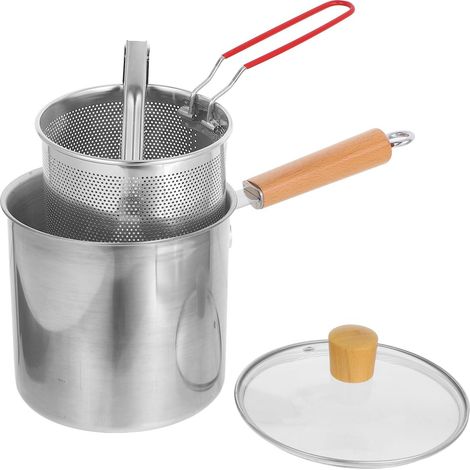 Friteuse Profonde Acier Inoxydable 3l avec Panier Passoire Robuste Poignée Unique Cuisson Maison Multifonction Usage Familial (1/5)