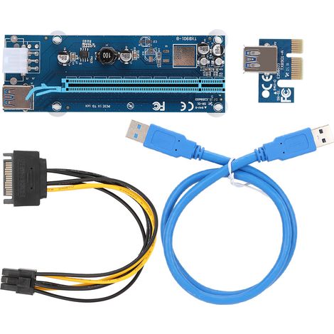 Câble Rallonge Pci-E 1X Vers 16X Usb 3.0 Avec Alimentation 6Pin Pour Carte Graphique Mining 0.6M (1/5)