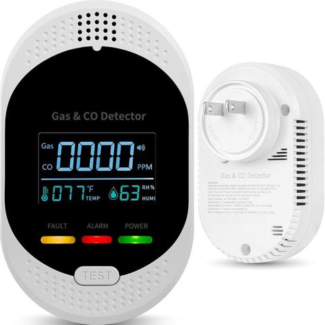 Détecteur Gaz Naturel et Monoxyde de Carbone 4-en-1 – Double Capteur Affichage Température Humidité (1/5)