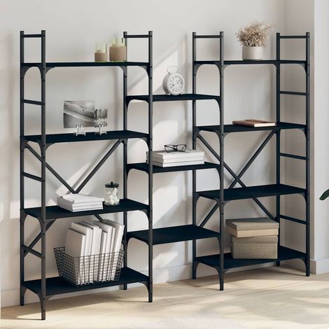Bibliothèque noire avec étagères ouvertes 160 x 28,5 x 136,5 cm en bois d'ingénierie - PANGIVO (1/5)