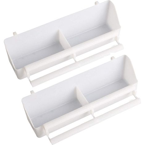 Lot de 2 mangeoires à oiseaux en plastique blanc, pour cage ou cage. (1/5)