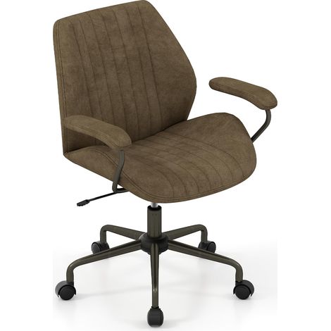 COSTWAY Sedia da Ufficio, Sedia Girevole per Scrivania con Ruote, Braccioli Imbottiti, Poltrona Direzionale Ergonomica Regolabile in Altezza, Portata 150 kg (1/5)